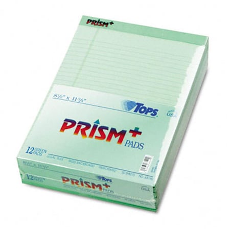 Tops Tops 63190 Prism Plus Colored Writing Pads  Legal Rule  Ltr  GN  50-Sheet Pads  12 Pack 63190